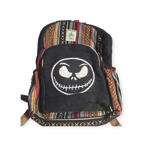 Pure Hemp Artisan Made Rustic Jack Skellington woven daypack